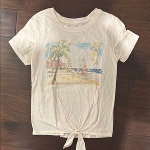 Zoe + Liv Cream Short Sleeve Tee with Beach Graphic